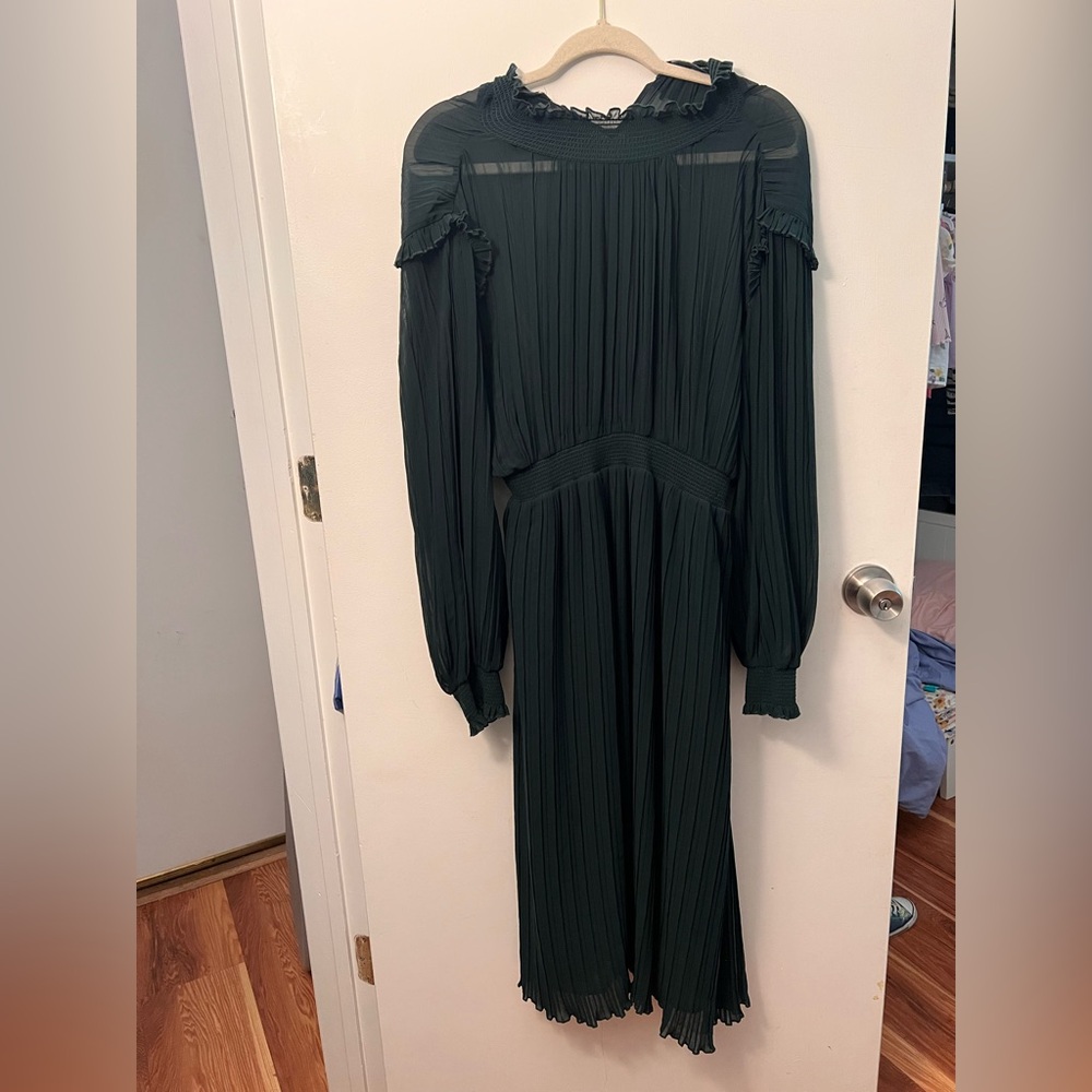Zara Dark Green Off-Shoulder Dress